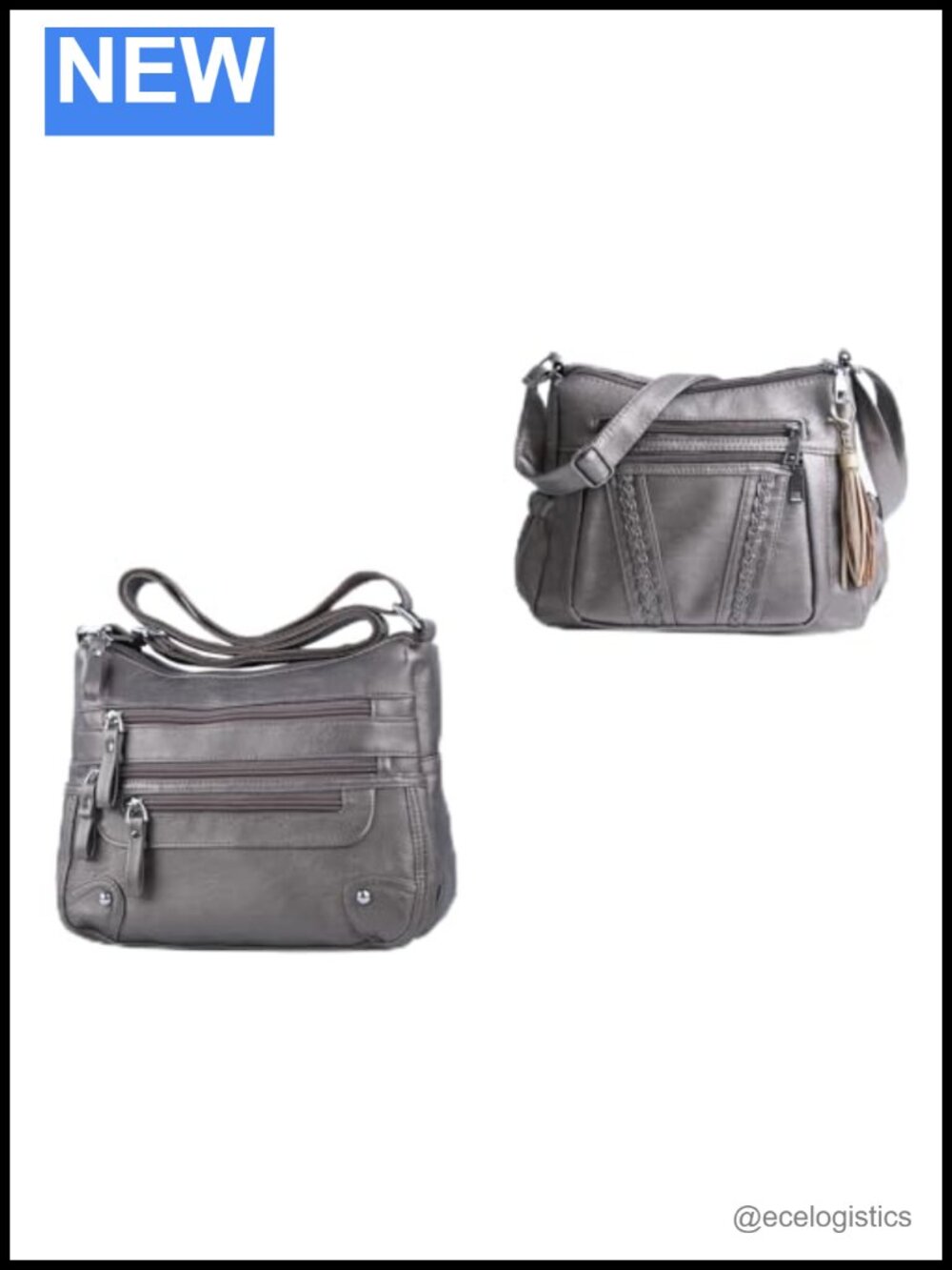 Women's Leather Crossbody Bag Sling Handbag with Zipper Closure